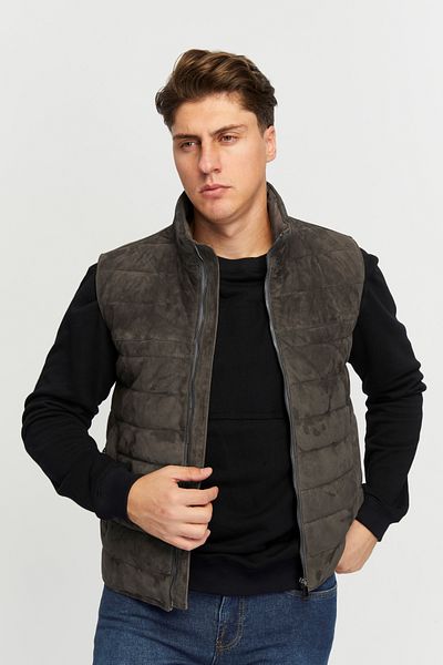 KENT Trend Men's Gray Suede Leather Vest