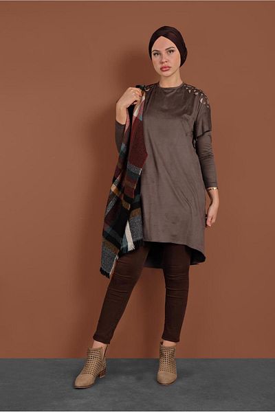 TRENDTESETTÜR Flounce Tunic with Embroidered Shoulders 4777