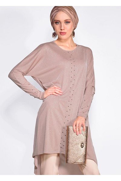 TRENDTESETTÜR Women's Powder Beaded Glitter Tunic 4078