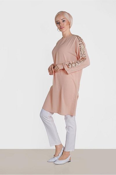TRENDTESETTÜR Women's Powder Sleeve Sequin Tunic 4432