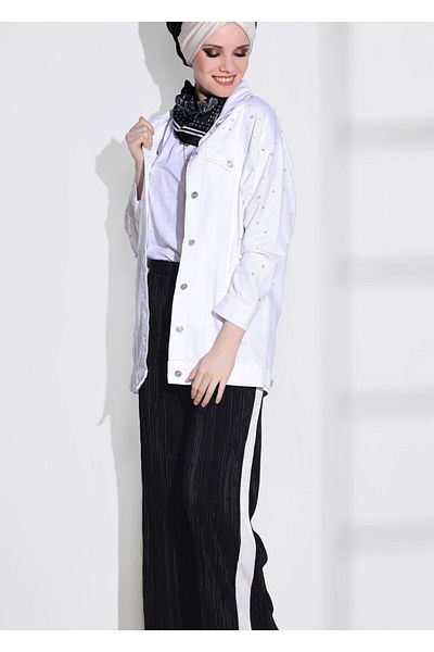 TRENDTESETTÜR Women's Black Pleated Stripe Detailed Trousers 939
