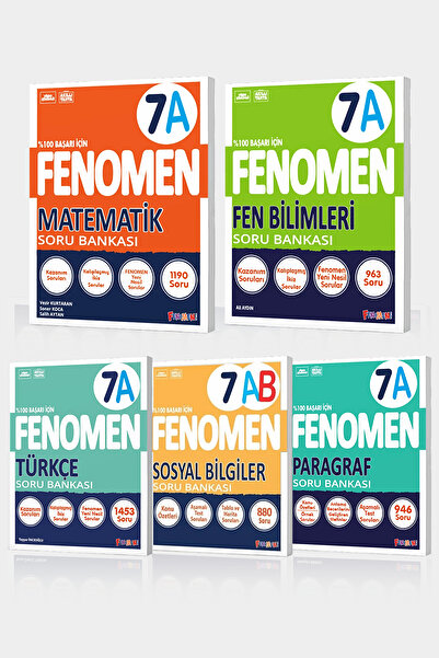 Fenomen Yayıncılık Fenomen 7. Sınıf 5'li A Set (MATEMATİKA, FENA, TÜRKÇEA, SO...