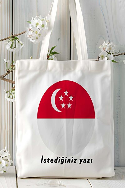 ART HEDİYE Singapore Singapore flag Geantă de umăr din pânză imprimată