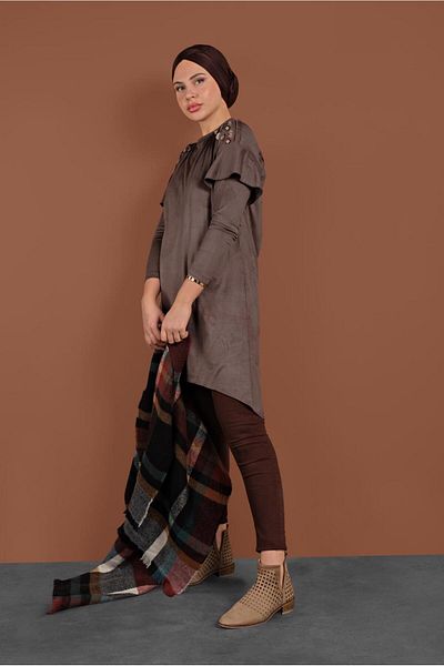 TRENDTESETTÜR Flounce Tunic with Embroidered Shoulders 4777