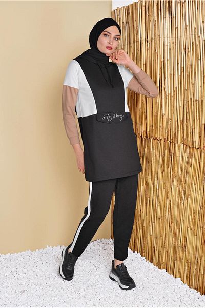 TRENDTESETTÜR ΓΥΝΑΙΚΕΙΟ ΣΕΤ ΦΟΡΜΑ ΜΑΥΡΟ ΧΡΩΜΑ ΜΕ ΛΕΠΤΟΜΕΡΗ ΔΙΠΛΟ ΠΑΝΤΕΛΟΝΙ 4555