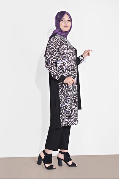 TRENDTESETTÜR Women's Purple Mix Pattern Tunic 2874