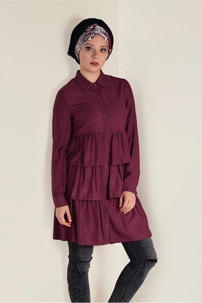 TRENDTESETTÜR تونيك نسائي ذو طبقات حمراء (أحمر) 4632