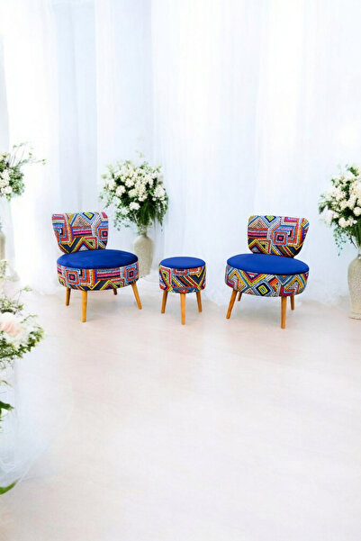 BEYLERBEYİ Köşe takımı, Çay Seti Ikili Koltuk Berjer Ve Puf Takımı (salon, Balkon, Ofis) 3 Lü Takım