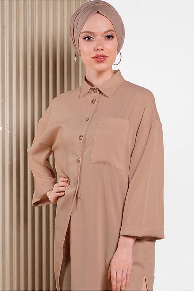 TRENDTESETTÜR SOMON Powder Asymmetrical Cut Women's Tunic 4458