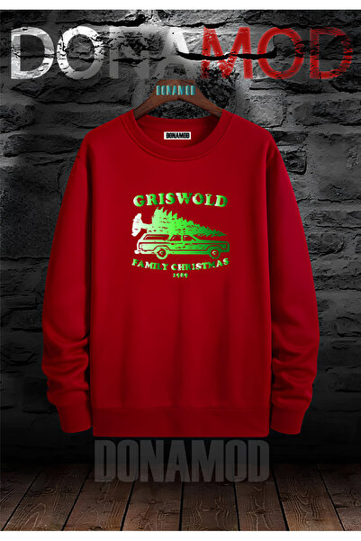 donamod 2025. Deda Mraz - Crvena okrugla kragna majica sa borovim drvetom