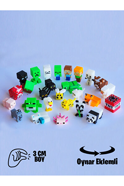Suelo Butik Minecraft 26 Parça Mini Figür Seti Oyuncak (EKLEMLERİ HAREKETLİ F...