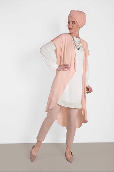 TRENDTESETTÜR Women's Powder 2-Piece Shoulder Detailed Tunic 4475