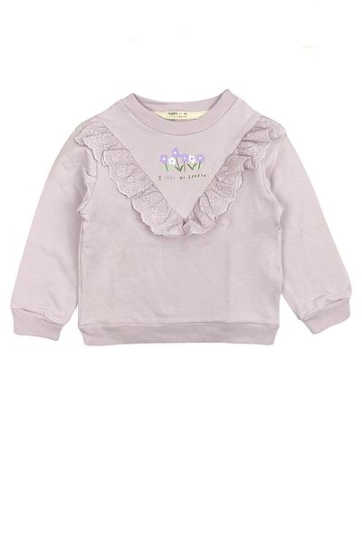 Tuffy Kids Hanorac pentru fetiță cu dungi Fisto Ruffle Liliac