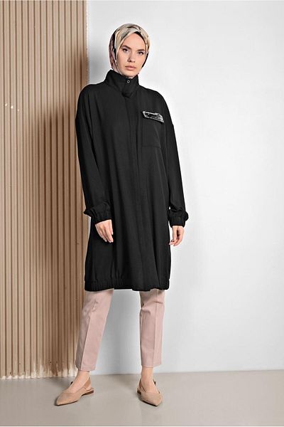 TRENDTESETTÜR Women's Black Pocket Detailed Tunic 4053