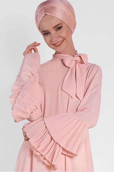 TRENDTESETTÜR Women's Powder Sleeve Pleated Tunic 4285