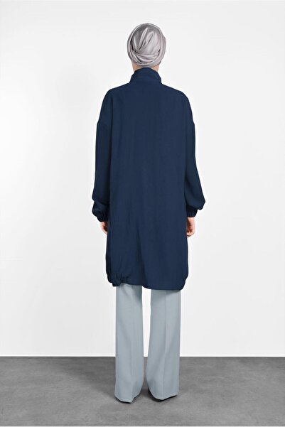 TRENDTESETTÜR Women's Navy Blue Pocket Detailed Tunic 4053