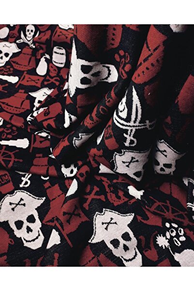 Kumaş Parça Чорно-червоний жакардовий плетений одяг - 140 см x 240 см