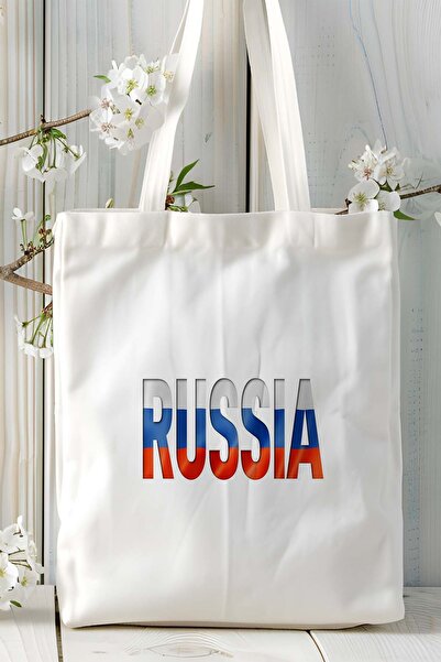ART HEDİYE ΡΩΣΙΑ Ρωσική σημαία Εκτυπωμένη υφασμάτινη τσάντα τσάντα ώμου μοντέλο
