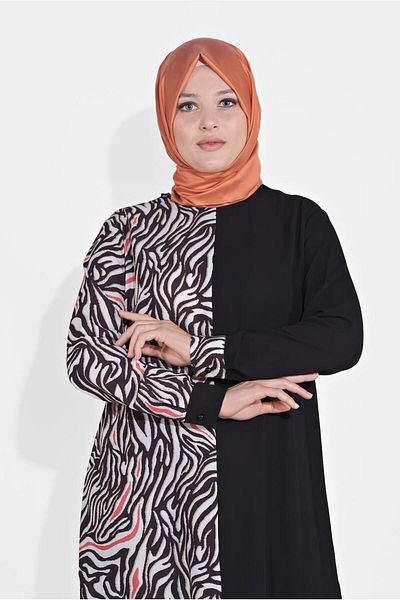TRENDTESETTÜR تونيك نسائي بنمط مزيج أحمر 2874
