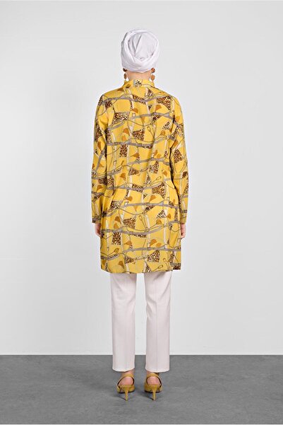 TRENDTESETTÜR Women's Yellow Leopard Patterned Tunic 4492