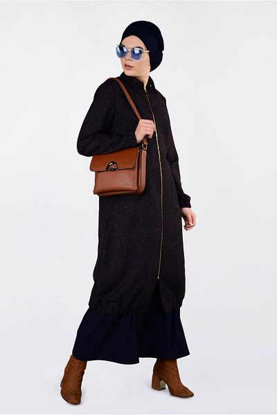 TRENDTESETTÜR Γυναικεία φούστα Navy Blue - Με ελαστική άκρη και φερμουάρ σε όλο το μήκος 4821