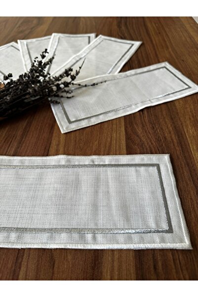 NURHAN HOME COLLECTION 6 Double Row Embroidered Rectangular Cocktail Presentation Napkins