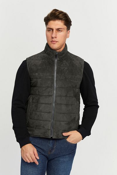 KENT Trend Men's Gray Suede Leather Vest