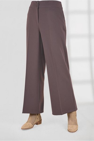 TRENDTESETTÜR Women's Mink Wide Leg Buttoned Trousers 7440