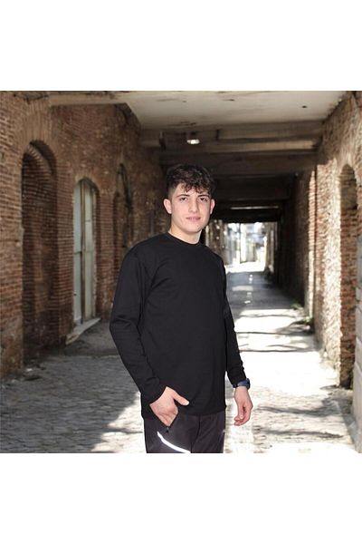 KILIÇ MODA SWEAT NEGRU BĂRBAȚI CU GÂT DE BICICLETA