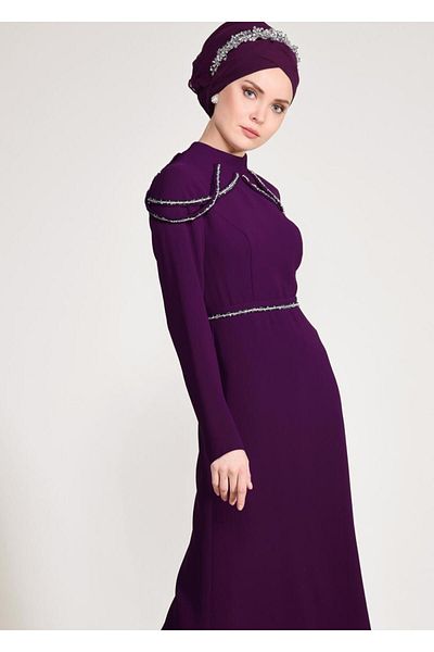 TRENDTESETTÜR Rochie de seară mov (K.PURPLE) pentru femei cu detaliu de piatră T 5445