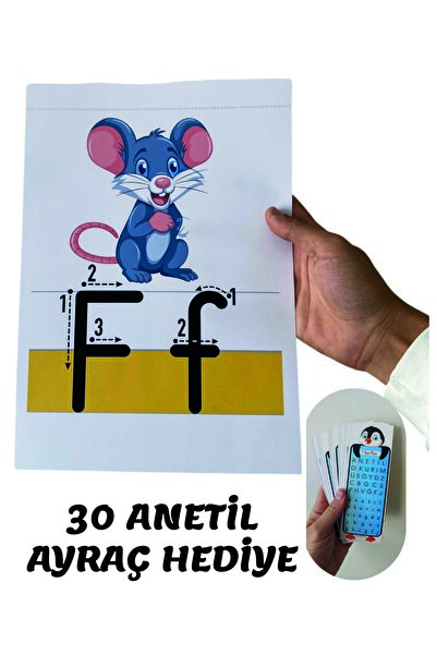 EĞLENCELİ SINIF Resimli Harf Kartları 29 adet (İpe Asılan)