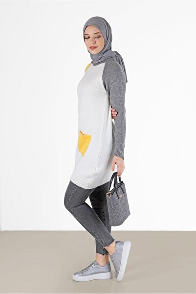 Alvina TRI-COLOR POCKET DETAILED KNITWEAR TUNIC 42053