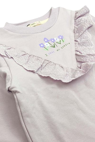 Tuffy Kids Hanorac pentru fetiță cu dungi Fisto Ruffle Liliac