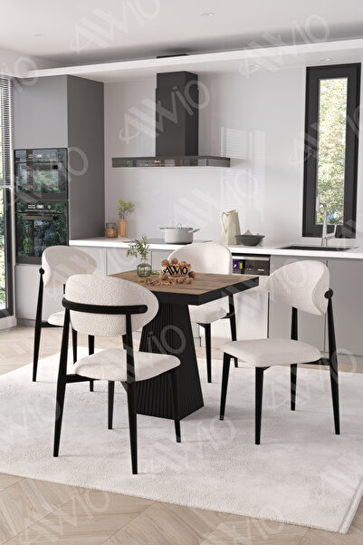 AVVİO Viola Siyah Polo Metal Sandalye 90X90 Kare  Yemek Masası Mutfak Masası ...