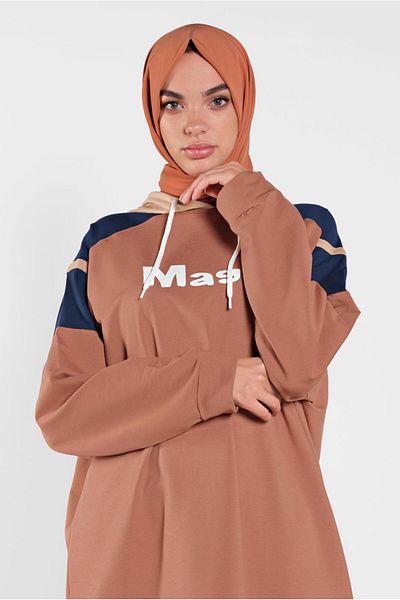 TRENDTESETTÜR Γυναικείες αθλητικές φόρμες καφέ (K.CAMEL) με λεπτομέρεια εκτύπωσης κειμένου 6708