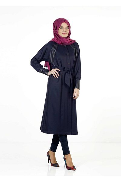 TRENDTESETTÜR Γυναικεία καμπαρντίνα με μανίκια Navy Blue (K.LACİVERT) 1413
