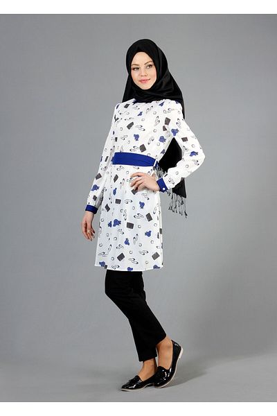 TRENDTESETTÜR Women's Ecru (Ecru-Fuchia) t 4679 Verso Hijab Tunic