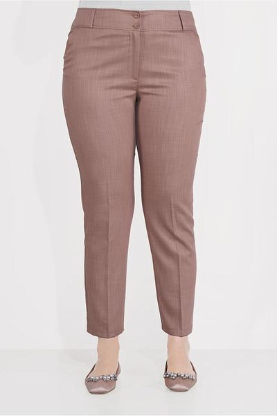 TRENDTESETTÜR Women's Pink (ROSE) Intermediate Waist Pipe Leg Trousers 70070