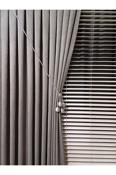 venedik home Luxury Velvet Textured Grey Island Background Curtain - 1X3 Close Pleat High Quality Gift Accessory