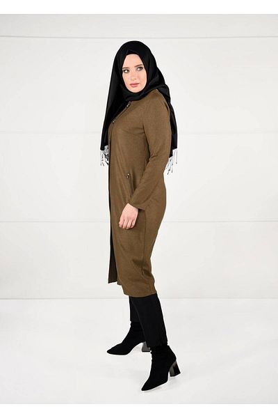 TRENDTESETTÜR Women's Orange (K.HARDAL) Metal Brooch Detailed Pocket Tunic 2650
