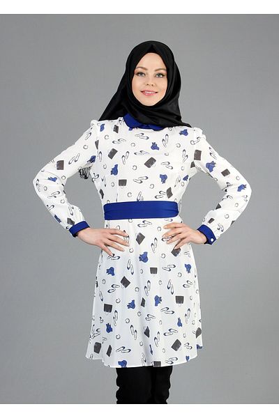 TRENDTESETTÜR Women's Ecru (Ecru-Fuchia) t 4679 Verso Hijab Tunic