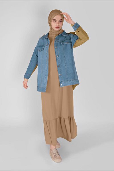 TRENDTESETTÜR Γυναικείο τζιν μπουφάν Navy Blue (INDIGO-CAMEL) δίχρωμο 471