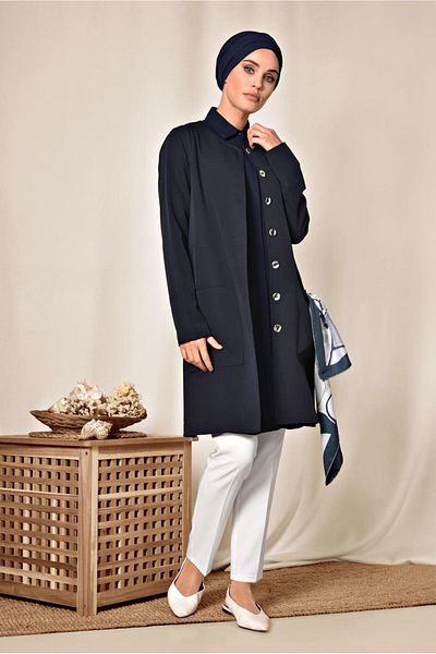 TRENDTESETTÜR Γυναικεία μπουφάν Navy Blue Τσάντα με λαιμόκοψη 4001