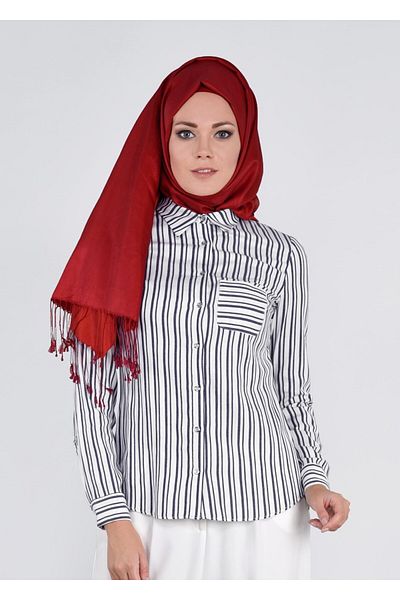 TRENDTESETTÜR Γυναικεία μπλούζα με ρίγες Navy Blue με λεπτομέρεια τσέπης 4382