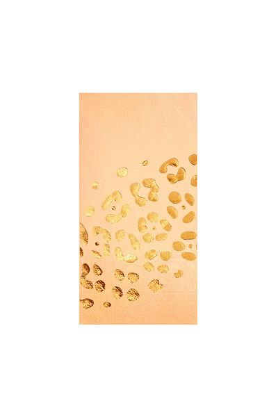 Story 33X33 cm Gold Leaf Leopard Patterned 16-Piece 1/8 Fold Powder Beige Colored Paper Napkin