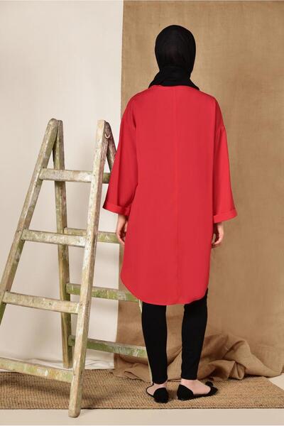 TRENDTESETTÜR Women's Red (A.RED) Pocket Detailed Casual Tunic 4110