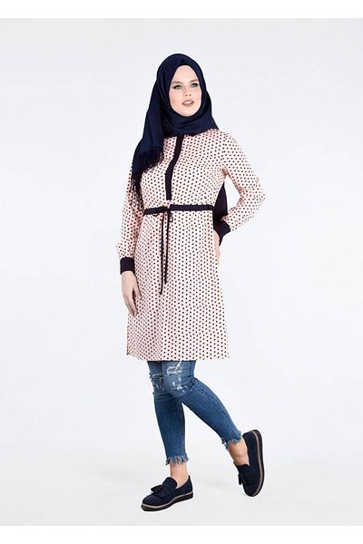 TRENDTESETTÜR Γυναικεία Πούδρα (PUDRA-LACİ) T 4679 Moss Crep Hijab Tunic