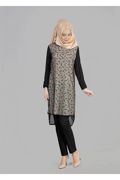 TRENDTESETTÜR Women's Powder T 4956 Rosa Hijab Tunik