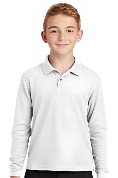 Trenderrs Boys' Polo Neck T-Shirt - Long Sleeve, 100% Cotton, Casual and School Uniform
