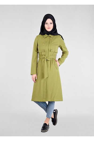 TRENDTESETTÜR T 1803 Style Hijab Trench - Απλό και κομψό